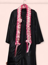 Pink Glitter, Roses Bows 2026 Graduation Ribbon Lei, -- Ready to ship