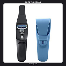 2 Pack Silicone Razor Travel Cases - Protective Blue and Black Shaver Covers
