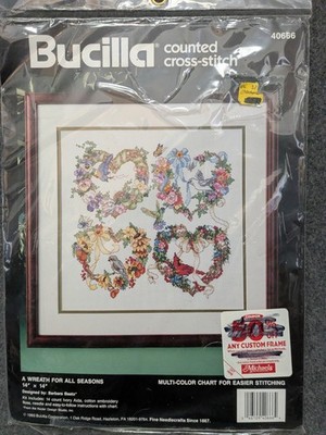 Bucilla Floral Bird & Suzy's Zoo 8 Cats Counted Cross Stitch Kit  Repackaged