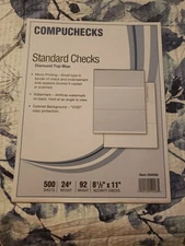 500 Blank Check Stock Paper - Check on Top -  Blue Marble      FREE SHIPPING