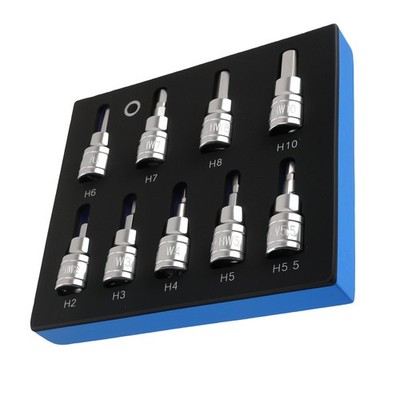 3/8 Drive Hex Socket Tool 9Pcs Allen Key 2-10mm Chrome Vanadium Steel Bit