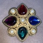 TAT Signed 1980’s Scarf Glass Stones &faux Pearls. Byzantine or Moghul aesthetic — photo 2