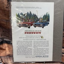 1961 General Motors Vintage Christmas Print Ad Pontiac Safari Wagon Tempest 61