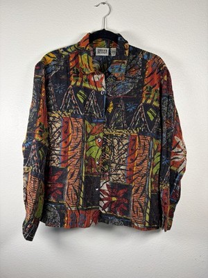 Chico's Design Vintage 90s Abstract Geometric Art to Wear Shirt Sz 2