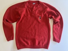 Vintage 80's Mickey Mouse Embroidered Sweatshirt Red Size Large 3 Button USA