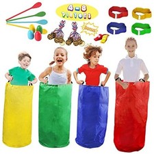 28PCS Potato Sack Race Bags, Egg and Spoon Race, Carnival Games 3-Legged Relay