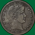 1902-S Barber Quarter Choice Very Fine VF+ Coin #40419