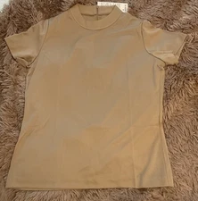 VINTAGE 60's JEUNIQUE Beige Zipper Back Top Size 10 NEW WITH TAGS