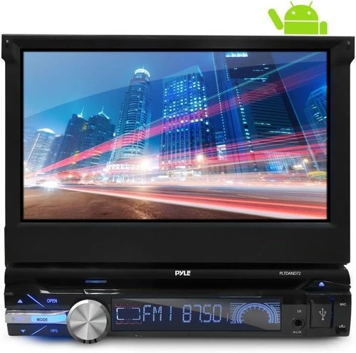 Pyle Single DIN Dash Android Car Stereo Head Unit w/ 7inch Flip Out Touch Screen