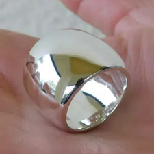 925 Sterling Silver, Solid Silver, Band Ring, Unisex, Wide Dome Ring