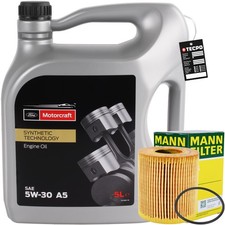 MANN-FILTER ÖLFILTER + 5 LITER ORIGINAL MOTORÖL für FORD MOTORCRAFT 5W-30 A5