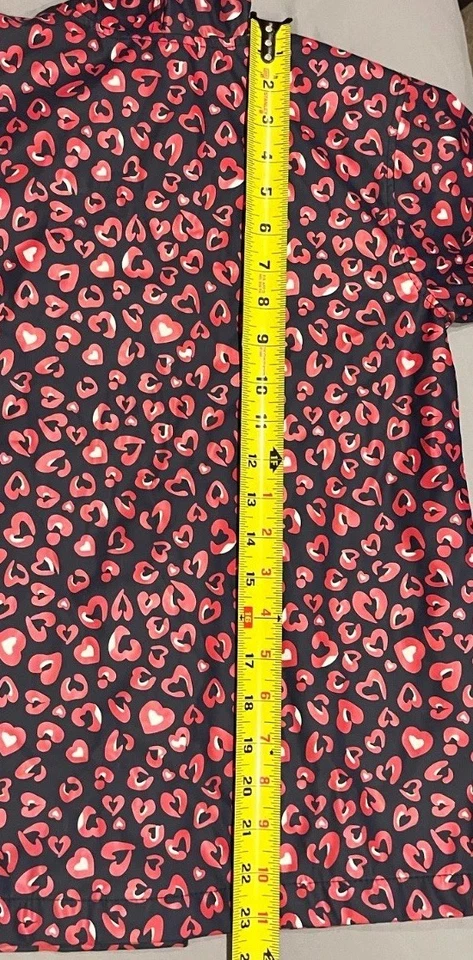 Hartstrings Hearts Rain Coat Size: 5/6 Hooded Rain Jacket Navy Red Pockets - Image 3 of 4