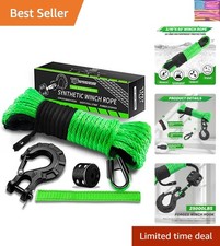 Off-road Winch Rope Kit - 316x50 8500 Lbs Green Synthetic Cable With Pro... Off-road Winch Rope Kit - 316x50 8500 Lbs Green Synthetic Cable With Pro...