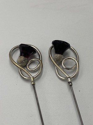 FABULOUS PAIR OF SILVER HAT PINS BY CHARLES HORNER. (A1003)