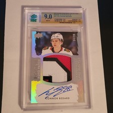 2023-24 UD THE CUP CONNOR BEDARD EXQUISITE ROOKIE PATCH AUTO 64/98 GRADED 9.0