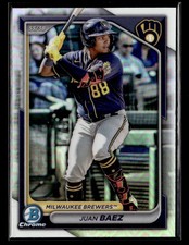 2024 Bowman Draft #BDC-150 Juan Baez Chrome Refractor Card Milwaukee Brewers