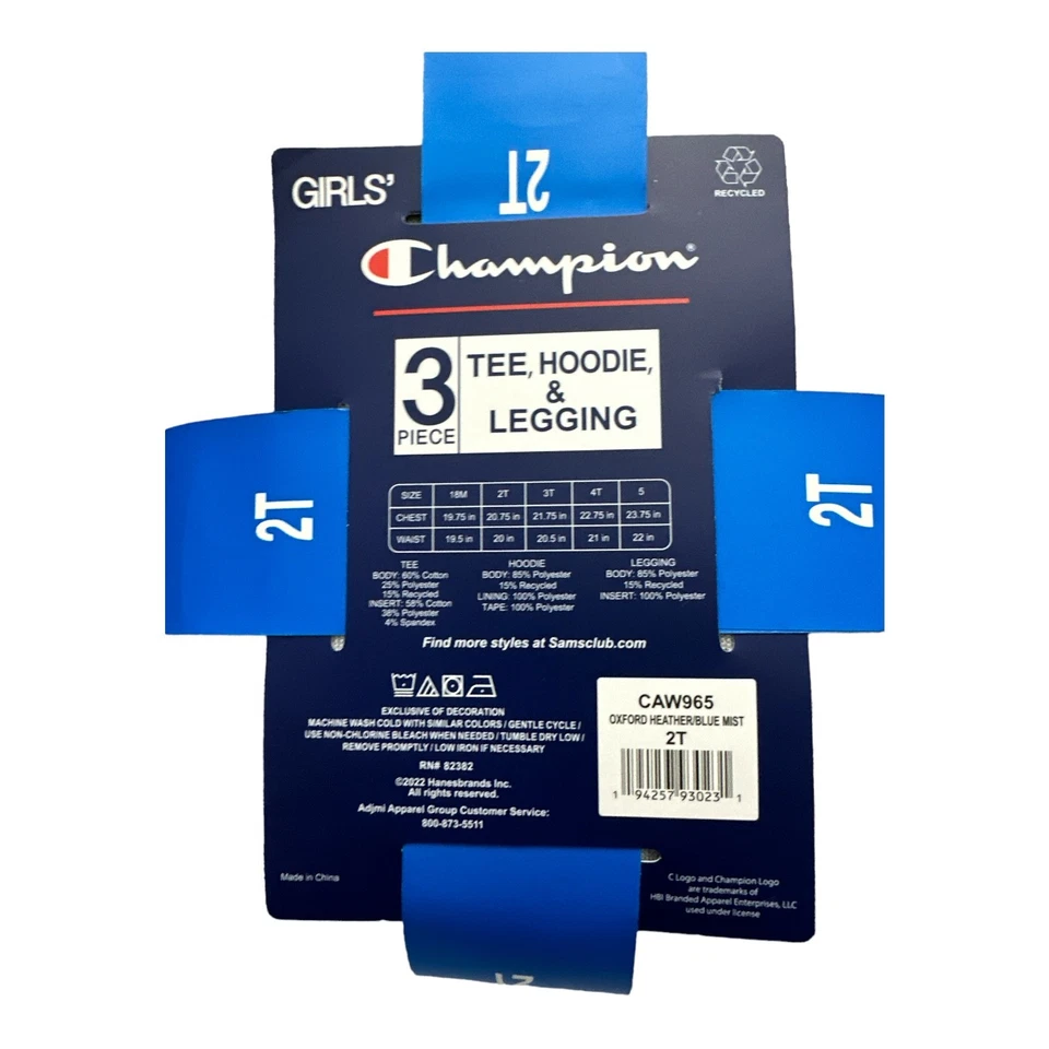 Conjunto de camiseta, sudadera con capucha y leggings Champion de peso pesado para niñas Foto 2 de 2
