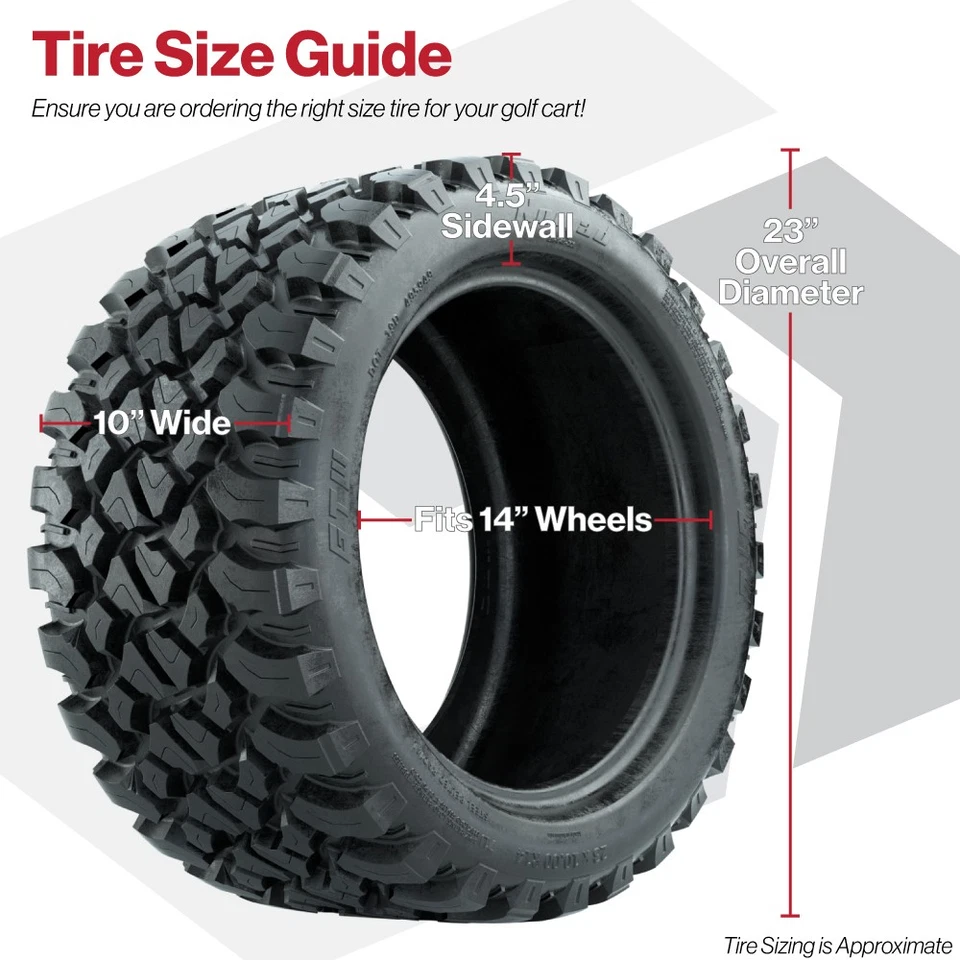 Set of 4- 23x10-R14 GTW Nomad Steel Belted Radial All Terrain Tire for Golf Cart - Image 3 of 4