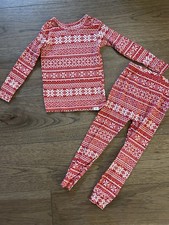 Baby GAP ORGANIC COTTON Boy Girl Size 4 Red Snowflake Holiday Pajamas