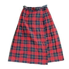 Vintage 90s Plaid Wool Blend Pleated Skirt P.B.D Sz 5/6 Korea 27  