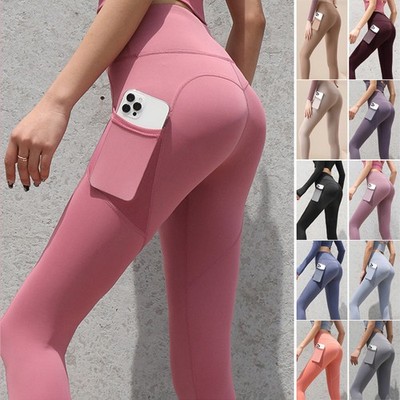 Nahtlose Push-Up Leggings Damen   Gym Sport Yoga, Mit praktischen Taschen