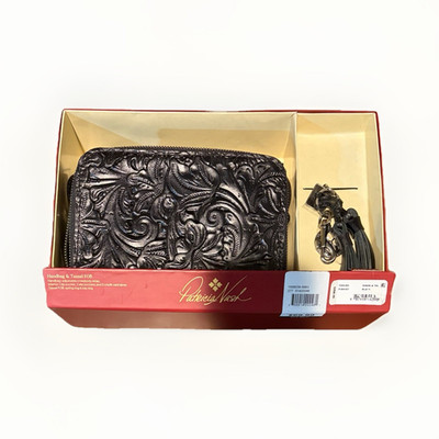 Nib Patricia Nash handbag and tassel fob black embossed crossbody purse