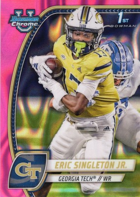 2024 Bowman University Chrome - Eric Singleton Jr. #71 Fuchsia Georgia Tech