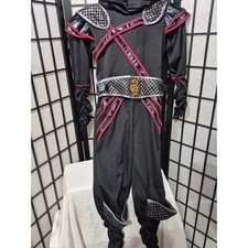 Black Ninja Warrior Costume with Dragon Belt and Hooded Mask Kids Size