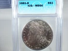 1881-S Morgan Silver Dollar graded MS-66 by ICG
