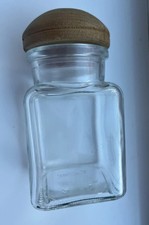 Tarro de vidrio cuadrado pequeño, tapa redonda 150 ml hierbas especias, contenedor de almacenamiento con tapa de madera