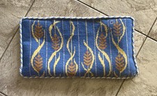 NEEDLEPOINT Pillow Cover Blue/gold Wheat 8  X 15  Zipper Closure Handmade