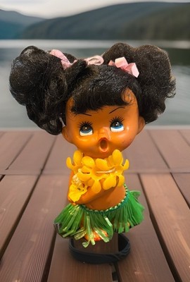 Vintage Kewpie Hawaii Hula Girl Doll Plastic Hong Kong 6''