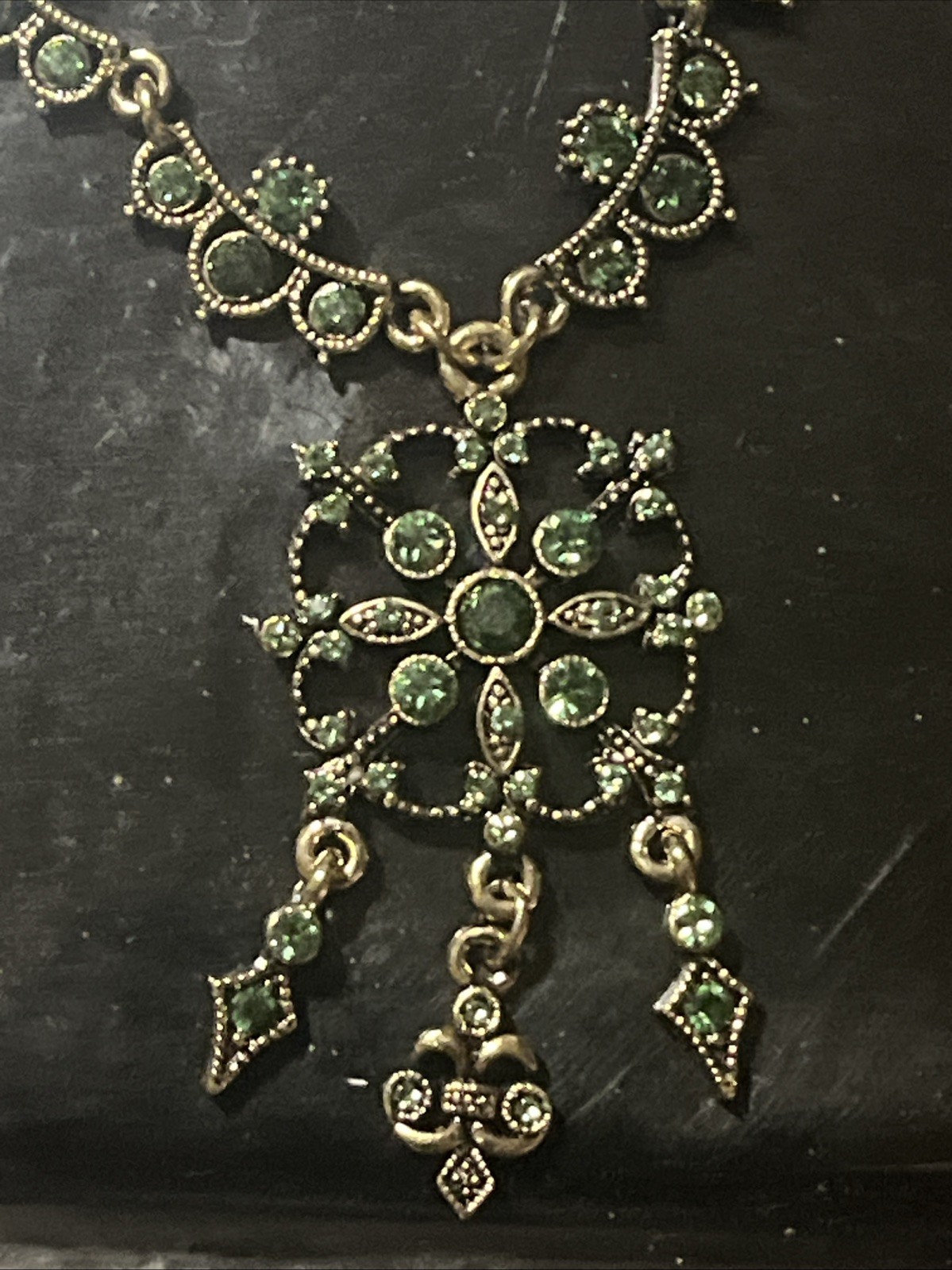 Lia Sofia Elegant Green Rhinestone Adjustable Len… - image 3