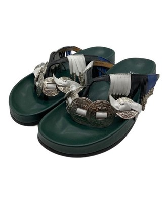 TOGA PULLA Metal Thong Sandals/ Green/ Size: SIZE 37