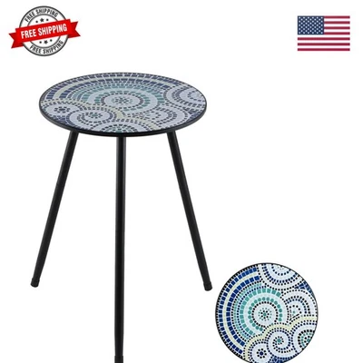 1 Pack Metal Outdoor Side Table Small Outside Round End Table for Patio Moder... - Image 1 of 4