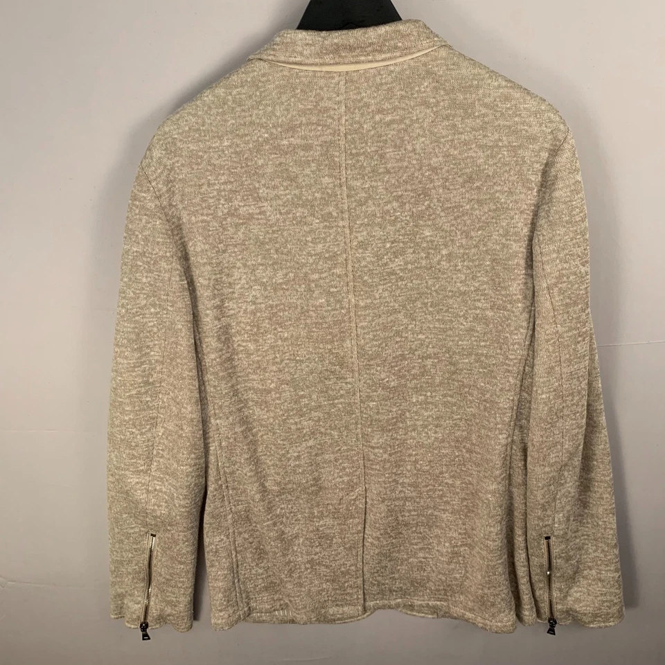 John Varvatos Mens Sport Coat 46 Beige 3 Button Zipper Accents Made In Italy - Image 3 of 4