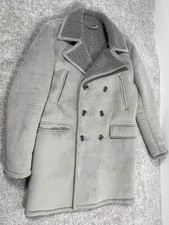 Zara Jacket Mens Medium Gray Faux Shearling P...