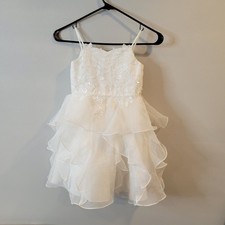 David's Bridal Girl Sleeveless Ivory Flower Girl Communion Dress Size 5
