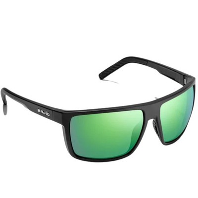 Bajio Toads Sunglasses, Black Matte Frame, Green Mirror Glass Lens