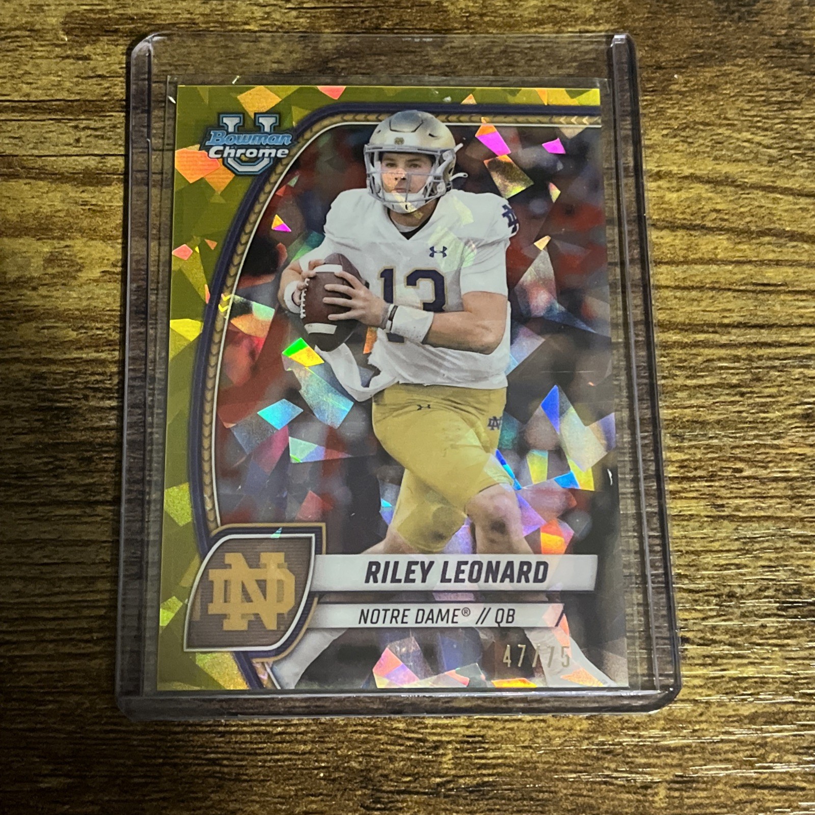 2024 Bowman University Chrome Sapphire Edition - Riley Leonard #154 Yellow /75