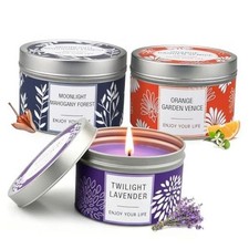 Scented Candle Gift Set for Women, 3 Pack Large Soy Wax Large 3-Tin Candle Set