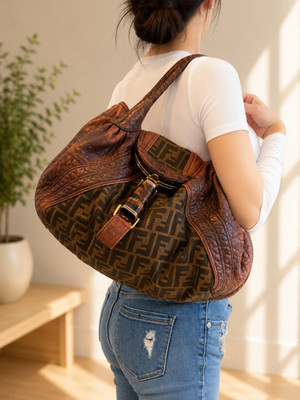 FENDI Spy Bag Canvas Shoulder Handbag Authentic