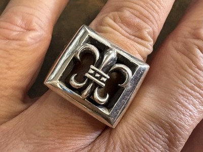 Chrom Herzen ''CH'' Fleur de Lis Ring massiv Sterling Silber 925 29gr 20,2mm 2004