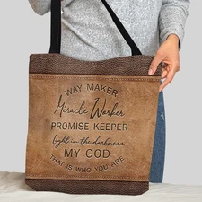 Personalized Faith Way Maker Christian Tote Bag, Shoulder Bag