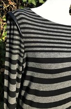 M&S Dress size 10 Striped Stretch jersey Black/Grey Dress.  Bust 32-34" 