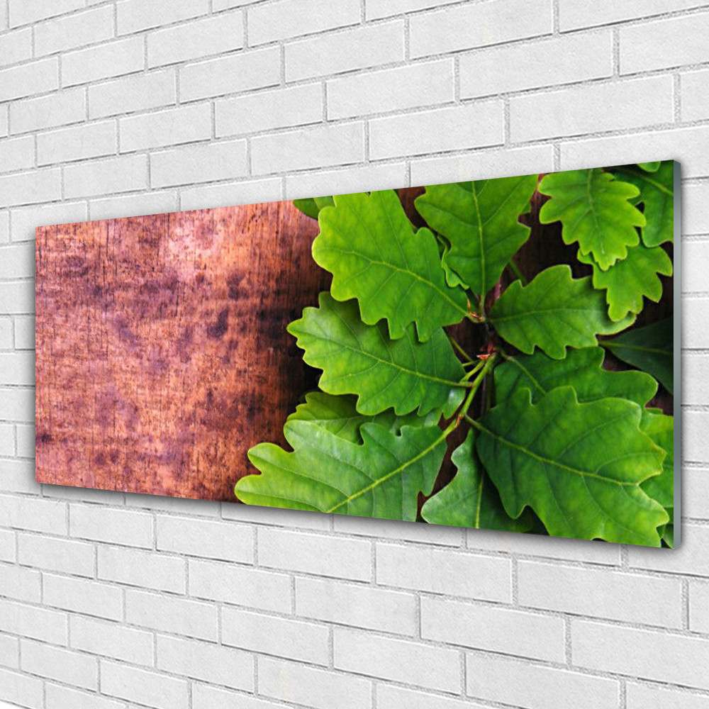 Tableau en verre Tulup feuilles de chêne 125x50 cm pour illuminer un mur sombre