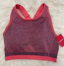 Spanx Athletic Wear Seamless Sculpt Sports Bra Small Spacedye Coral Punch New