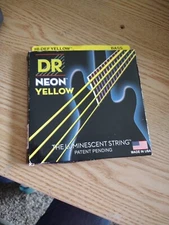 DR NYB-45 4 string Hi-Def Neon Yellow Coated Bass Guitar Strings 45-105 MED