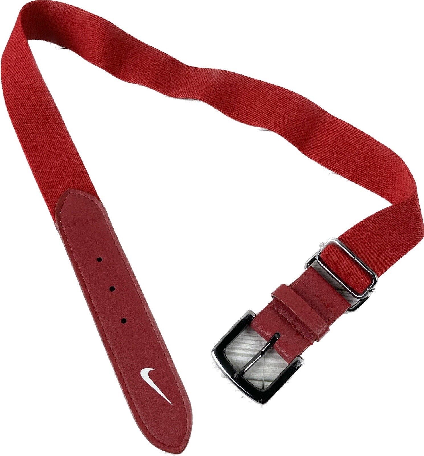 Nike Men Belt One Size Red Logo Swoosh Baseball Athletic Adjustable Elastic 36” thumbnail 2