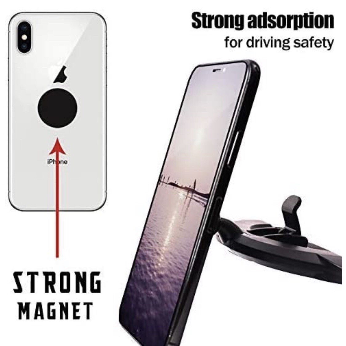 Manords Magnetic CD Slot Car Phone Mount Holder Universal 360 Rotating Case